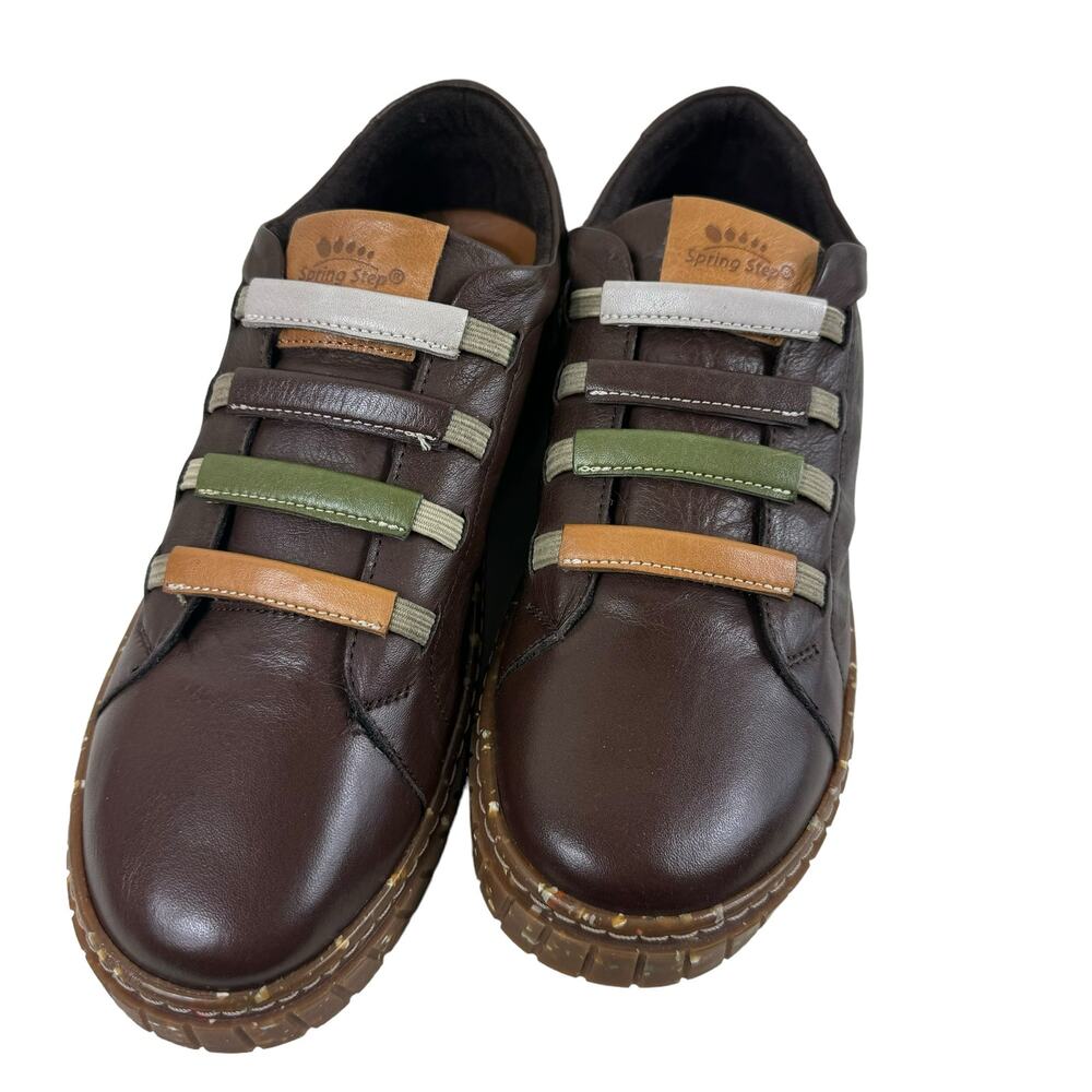 Spring Step NWT Brown Slip-On Rugby Leather Shoe Removable Insole Size 39 (8.5)